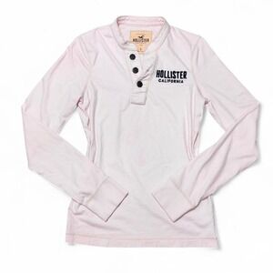 Vintage Y2K Pink Hollister Henley Shirt Long Sleeve Size Small Preppy